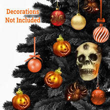 Load image into Gallery viewer, 7.5ft Unlit Black Halloween Tree 1200 PVC Branch Tips Artificial Christmas Tree for Holiday Carnival Party with Metal Stand and Foldable Solid Bracket
