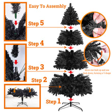 Load image into Gallery viewer, 7.5ft Unlit Black Halloween Tree 1200 PVC Branch Tips Artificial Christmas Tree for Holiday Carnival Party with Metal Stand and Foldable Solid Bracket

