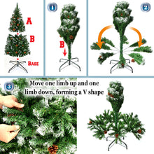 Load image into Gallery viewer, 5&#39; Frost Artificial Christmas Tree with Natural Pine cones Decor,Stand Home

