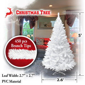 Christmas Tree 5FT Steel Base Xmas WHITE NATURAL unlit pine