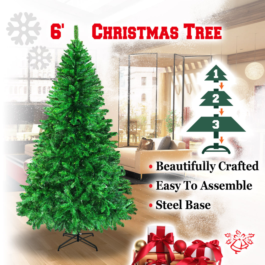 New Christmas Tree 6ft with Sturdy Metal leg Xmas Full Pine Spruce