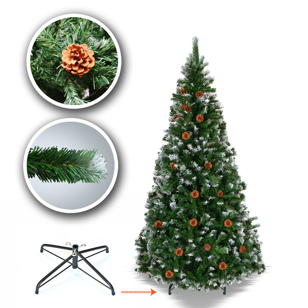 6' Frost Artificial Christmas Tree with Natural Pine cones Decor,Stand Home