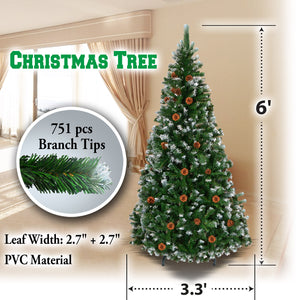 6' Frost Artificial Christmas Tree with Natural Pine cones Decor,Stand Home