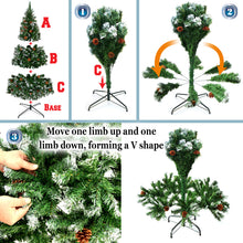 Load image into Gallery viewer, 6&#39; Frost Artificial Christmas Tree with Natural Pine cones Decor,Stand Home

