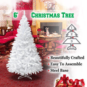 Christmas Tree 6FT Steel Base Xmas WHITE NATURAL unlit pine