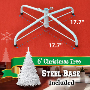 Christmas Tree 6FT Steel Base Xmas WHITE NATURAL unlit pine