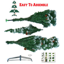 Load image into Gallery viewer, 7&#39; Frost Artificial Christmas Tree with Natural Pine cones Decor,Stand Home
