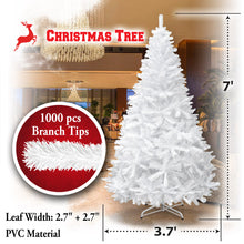 Load image into Gallery viewer, Christmas Tree 5/6/7/7.5FT w Steel Base Xmas WHITE NATURAL Prelit Fir Unlit Pine
