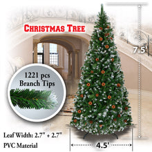 Load image into Gallery viewer, 7.5&#39; Frost Artificial Christmas Tree with Natural Pine cones Decor,Stand Home
