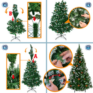 7.5' Frost Artificial Christmas Tree with Natural Pine cones Decor,Stand Home