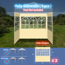 Load image into Gallery viewer, Sidewalls 80&quot; L X 78&quot; W for Outdoor Tent Replacement Sidewall with Windows for Folding Tent Canopy Gazebo (3PCS, Ecru)
