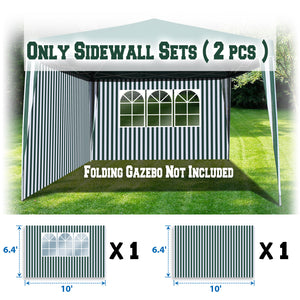 10'x10' Side Panels Tent Outdoor Pop Up Canopy Gazebo Marquee Sidewalls with Zip