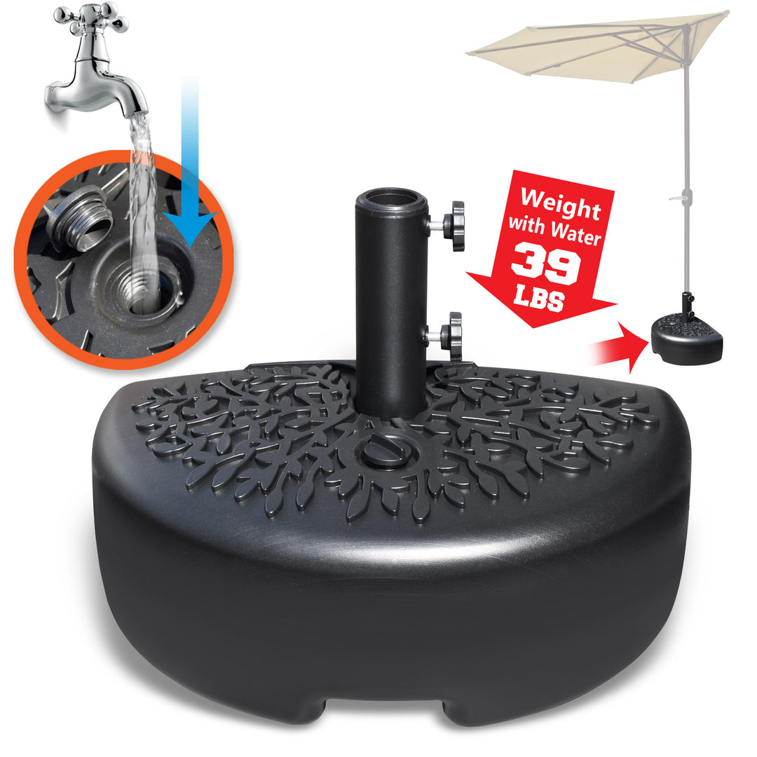 Half Round Semicircle Umbrella Heavy Holder Base Stand for Half Patio – Sunny Outdoor US