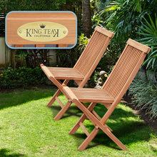 Load image into Gallery viewer, KINGTEAK Golden Teak Wood Folding Chair (2 Piece)
