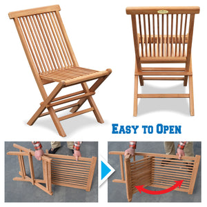 KINGTEAK Golden Teak Wood Folding Chair (2 Piece)