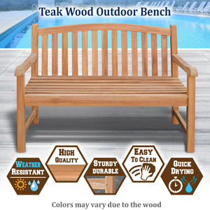 KINGTEAK Golden Teak Wood Garden Bench Outdoor Terrace Patio 4ft Long Seating Furniture