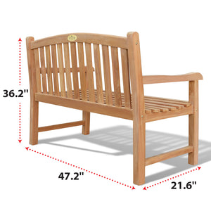 KINGTEAK Golden Teak Wood Garden Bench Outdoor Terrace Patio 4ft Long Seating Furniture