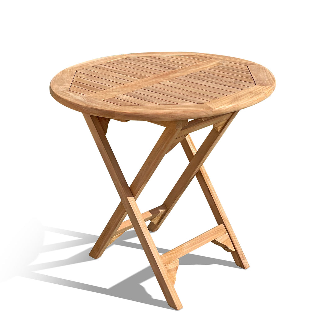 KINGTEAK Teak Wood Folding Outdoor Patio Side Table - 31.5