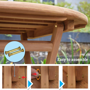 KINGTEAK Teak Wood Folding Outdoor Patio Side Table - 31.5" Round Wooden Table w/X Base, Lawn, Garden, Living Room