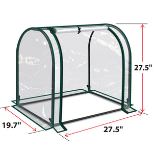 Outdoor Mini Garden Greenhouse for Plants Vegetables Flowers with PVC Cover- 27" H x 21" W x 27" L
