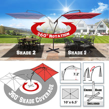 Load image into Gallery viewer, STRONG CAMEL 10x6.5ft Rectangle Cantilever Sunshade Hanging Patio Umbrella
