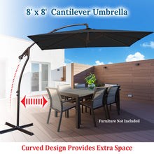 Load image into Gallery viewer, STRONG CAMEL 8.2ft Square Hanging Cantilever Banana Umbrella Canopy Outdoor Sunshade
