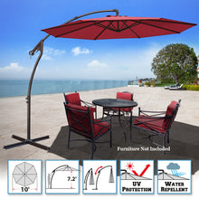 Load image into Gallery viewer, STRONG CAMEL 10&#39; Banana Cantilever Patio Offset Sunshade Hanging Umbrella with Steel Cross Base
