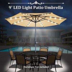 STRONG CAMEL 24 LED Light 9ft Aluminum Patio Solar Umbrella