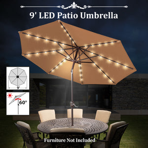9ft cantilever patio umbrella with 40 solar led STRONG CAMEL 9' SOLAR 40 LED LIGHTS PATIO UMBRELLA GARDEN OUTDOOR SUNS – Sunny Outdoor US