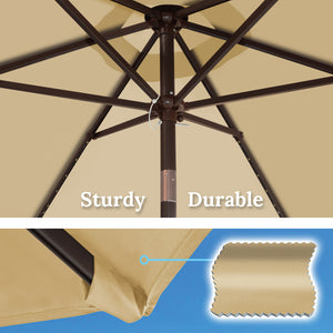 STRONG CAMEL 8' Patio Umbrella Outdoor Sunshade LED Lighted Tilt Aluminum Garden Market Balcony