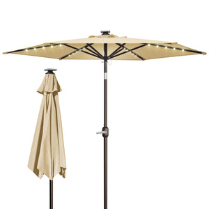 STRONG CAMEL 8' Patio Umbrella Outdoor Sunshade LED Lighted Tilt Aluminum Garden Market Balcony