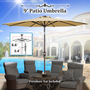 STRONG CAMEL 9ft 40 LED Light Solar Lighted Patio Umbrella Market with Tilt and Crank Parasol