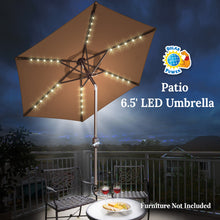 Load image into Gallery viewer, STRONG CAMEL 6.5ft Outdoor Patio Umbrella LED Lighted Tilt Aluminum Garden Market Balcony Sunshade
