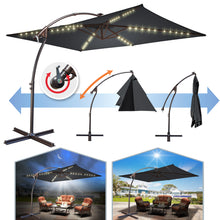 Load image into Gallery viewer, STRONG CAMEL 10&#39;x6.5&#39; Outdoor Hanging Offset Patio Umbrella Banana Umbrella LED Lighting
