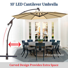 Load image into Gallery viewer, STRONG CAMEL 10ft LED Cantilever Offset Patio Umbrella Outdoor Solar Lighted Hanging Umbrella
