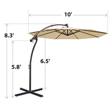Load image into Gallery viewer, STRONG CAMEL 10ft LED Cantilever Offset Patio Umbrella Outdoor Solar Lighted Hanging Umbrella
