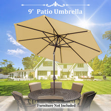 Load image into Gallery viewer, STRONG CAMEL 9ft 8 Ribs Deluxe Auto Patio Polyester Umbrella Cover with Tilt Crank Sunshade Outdoor
