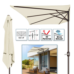 STRONG CAMEL 8’Half Rectangular Outdoor Patio Umbrella,Umbrella Base not included