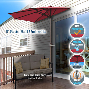 STRONG CAMEL Wall Balcony Window 9' Patio Half Umbrella Sunshade Outdoor