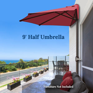 STRONG CAMEL Wall Balcony Window 9' Patio Half Umbrella Sunshade Outdoor