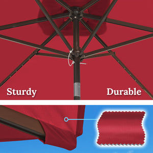 STRONG CAMEL 10x6.5ft LED Patio Umbrella Solar Power Rectangle Lighted Umbrella, w/Tilt and Crank