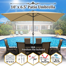 Load image into Gallery viewer, STRONG CAMEL 10&#39;x6.5&#39; 6 Ribs Patio Umbrella with Tilt and Crank Outdoor Garden Sunshade
