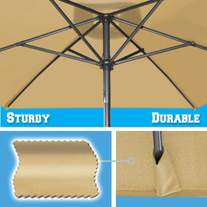 STRONG CAMEL 10'x6.5' 6 Ribs Patio Umbrella with Tilt and Crank Outdoor Garden Sunshade