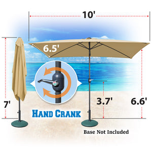 STRONG CAMEL 10'x6.5' 6 Ribs Patio Umbrella with Tilt and Crank Outdoor Garden Sunshade