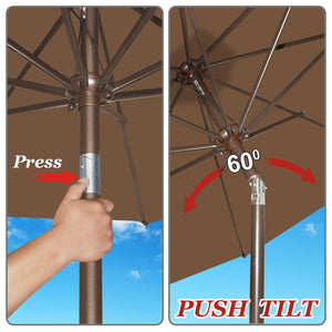 STRONG CAMEL Sunshade Outdoor 9ft Parasol Patio Garden Umbrella with Crank Tilt