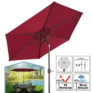 STRONG CAMEL Sunshade 8.2ft Parasol Patio Umbrella for Garden Outdoor with Crank Tilt