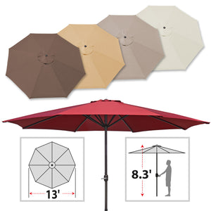 STRONG CAMEL Multi-color 13ft 8 Ribs Round Patio Sunshade Umbrella Outdoor Garden
