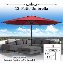 Load image into Gallery viewer, STRONG CAMEL Multi-color 13ft 8 Ribs Round Patio Sunshade Umbrella Outdoor Garden
