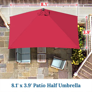 STRONG CAMEL 8.1x3.9ft 5-rib Patio Rectangle Half Wall Umbrella for outdoor