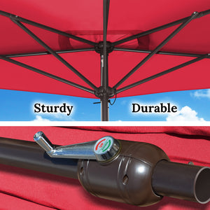 STRONG CAMEL 8.1x3.9ft 5-rib Patio Rectangle Half Wall Umbrella for outdoor
